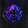 Hooded figure with glowing purple eyes and a game controller inside a neon purple and blue circular frame.